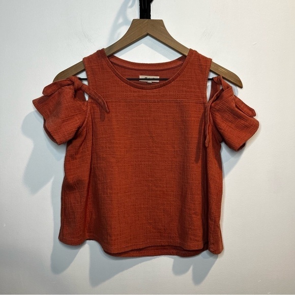 Women’s | Madewell Tie Cold Shoulder Textured Blouse | XXS - Picture 2 of 8